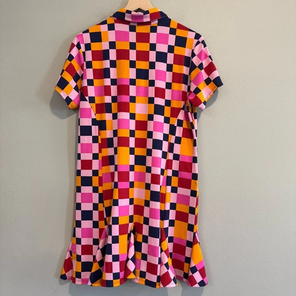Ibkul Womens Annalise Short Sleeve Godet Golf Dress UPF 50 Sporty XL - Picture 3 of 8